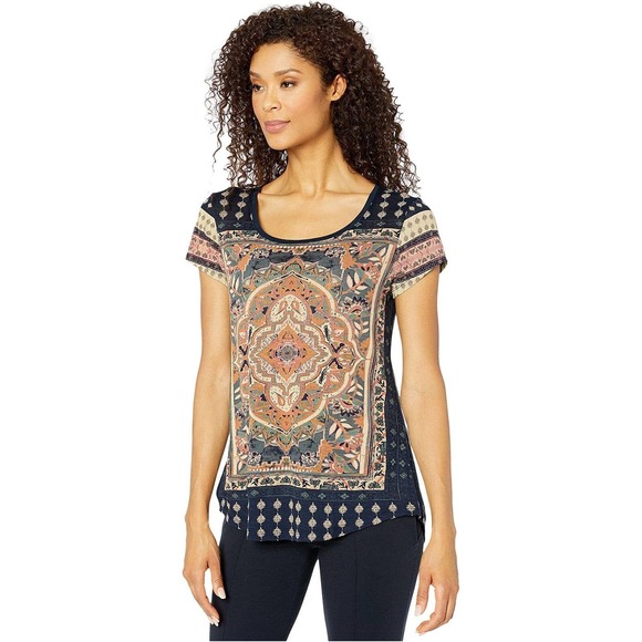 Lucky Brand Tops - Lucky Brand Persian Carpet Tee Short Sleeve Top Navy Women's Size 3X H14384